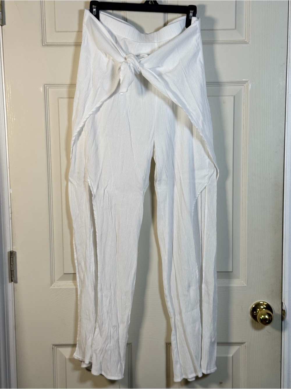 Kona Sol White Wrap-Tie Split-Leg Leg Pants
